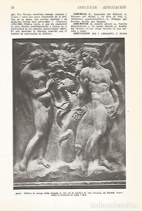 Outros artigos de papel: LAMINA VOX 16516: Adan, relieve de Jacopo della Quercia en Bolonia - Varios