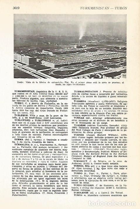 Otros art&iacute;culos de coleccionismo en papel: LAMINA VOX 16736: Fabrica Fiat en Turin, Italia - Varios