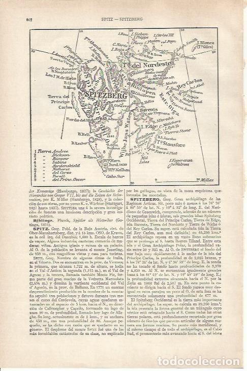 Otros art&iacute;culos de coleccionismo en papel: LAMINA ESPASA 34253: Mapa del archipielago de Spitzberg - Varios