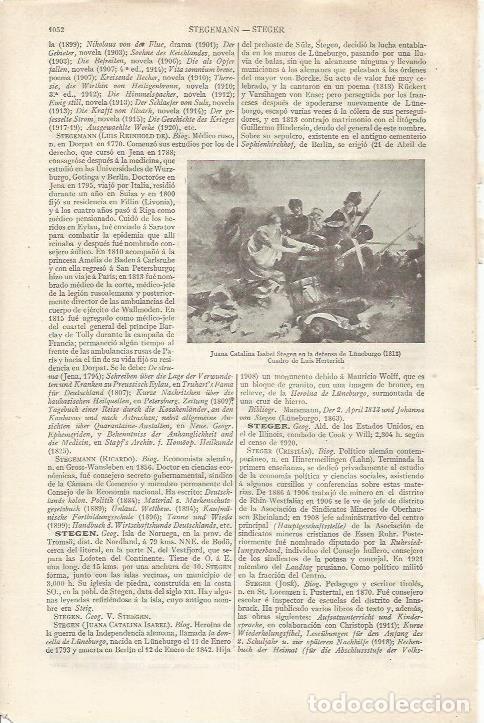 Otros art&iacute;culos de coleccionismo en papel: LAMINA ESPASA 34280: Juana Catalina en la defensa de Luneburgo, 1812, por Herterich - Varios