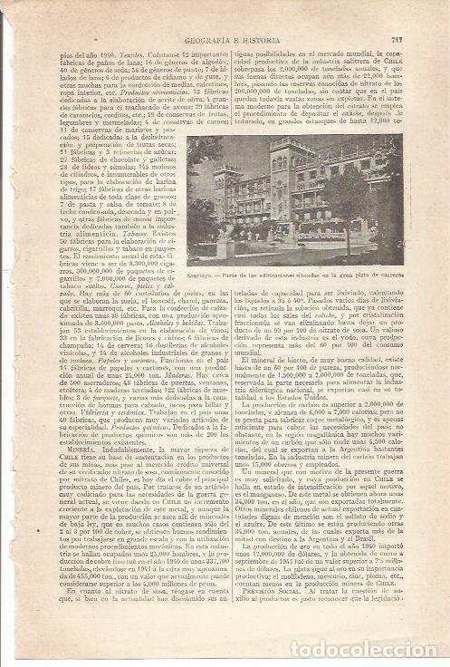 Otros art&iacute;culos de coleccionismo en papel: LAMINA ESPASA 34417: Edificios en Santiago de Chile - Varios