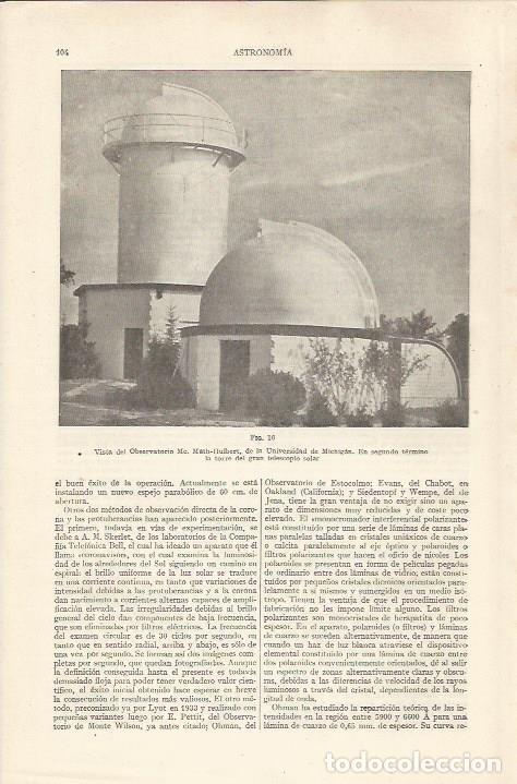 Otros art&iacute;culos de coleccionismo en papel: LAMINA ESPASA 34369: Observatorio Mc Math-Hulbert de la Universidad de Michigan - Varios