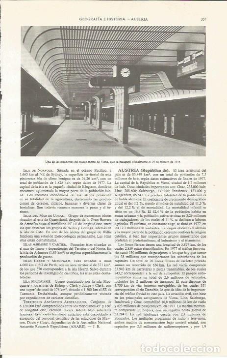 Otros art&iacute;culos de coleccionismo en papel: LAMINA ESPASA 34015: Estacion del metro de Viena - Varios