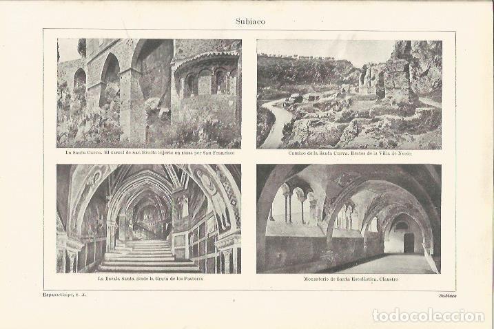 Otros art&iacute;culos de coleccionismo en papel: LAMINA ESPASA 34327: Santa Cueva y Monasterio de Subiaco, Italia - Varios