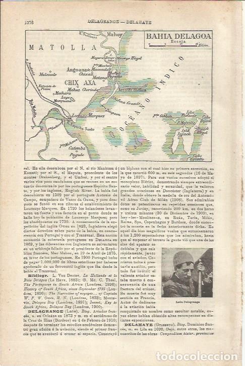 Otros art&iacute;culos de coleccionismo en papel: LAMINA ESPASA 33956: Plano de la Bahia Delagoa - Varios