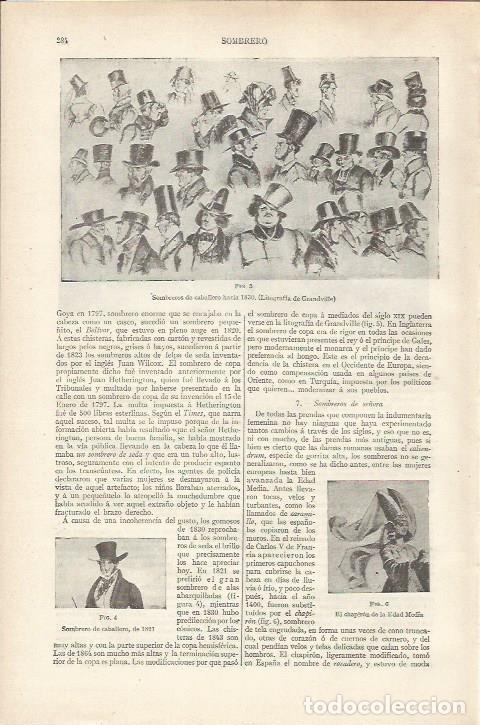 Otros art&iacute;culos de coleccionismo en papel: LAMINA ESPASA 34151: Sombredros masculinos de 1830 - Varios