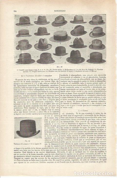Otros art&iacute;culos de coleccionismo en papel: LAMINA ESPASA 34154: Tipos de sombrero para hombres - Varios