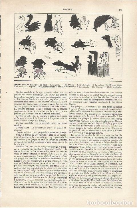 Otros art&iacute;culos de coleccionismo en papel: LAMINA ESPASA 34149: Sombras con las manos - Varios