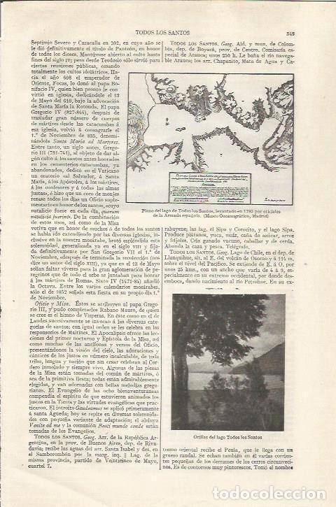Otros art&iacute;culos de coleccionismo en papel: LAMINA ESPASA 35042: Plano del Lago de Todos los Santos - Varios