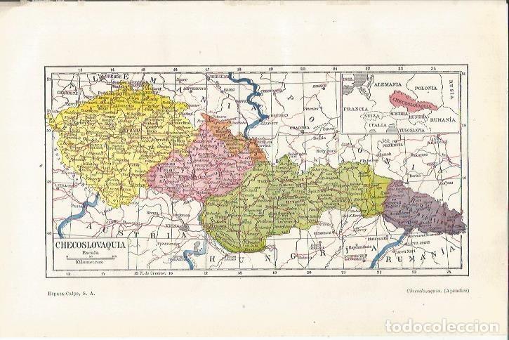 Otros art&iacute;culos de coleccionismo en papel: LAMINA ESPASA 34949: Mapa de Checoslovaquia - Varios