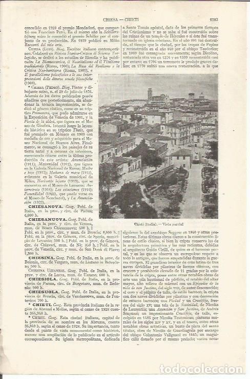 Otros art&iacute;culos de coleccionismo en papel: LAMINA ESPASA 34964: Vista de Chieti, Italia - Varios