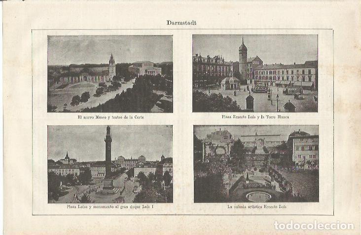 Otros art&iacute;culos de coleccionismo en papel: LAMINA ESPASA 34866: Nuevo Museo, Plaza Ernesto Luis y Plaza Luisa de Darmstadt - Varios