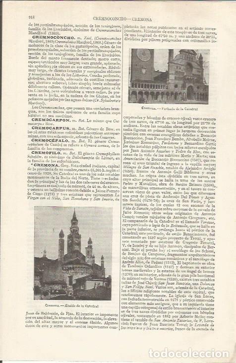 Otros art&iacute;culos de coleccionismo en papel: LAMINA ESPASA 34923: Catedral de Cremona - Varios