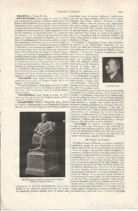 Otros art&iacute;culos de coleccionismo en papel: LAMINA ESPASA 34933: Boceto de escultura por Enrique Cuartero - Varios