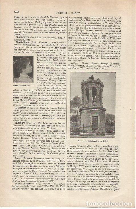 Otros art&iacute;culos de coleccionismo en papel: LAMINA ESPASA 34851: Monumento a Darey en Dijon - Varios