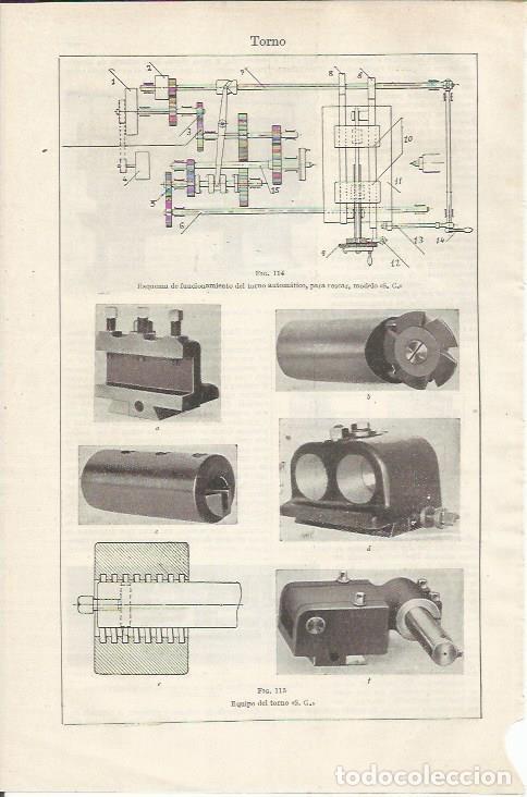 Otros art&iacute;culos de coleccionismo en papel: LAMINA ESPASA 35157: Funcionamiento de torno automatico - Varios