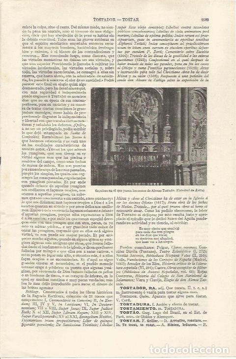 Otros art&iacute;culos de coleccionismo en papel: LAMINA ESPASA 35237: Sepulcro de Alonso Tostado en Avila - Varios