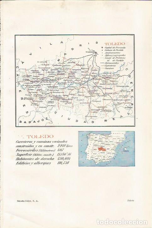 Otros art&iacute;culos de coleccionismo en papel: LAMINA ESPASA 35058: Mapa de la provincia de Toledo - Varios