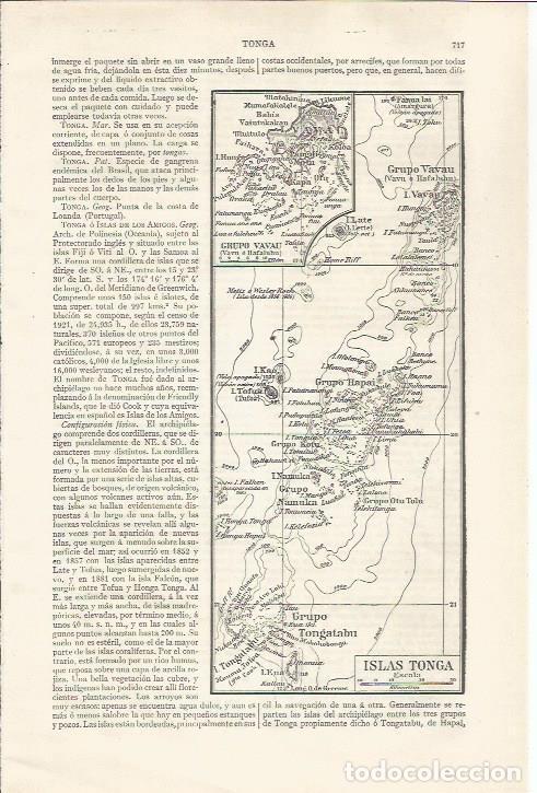 Otros art&iacute;culos de coleccionismo en papel: LAMINA ESPASA 35117: Mapa de las Islas Tonga - Varios