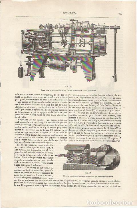 Otros art&iacute;culos de coleccionismo en papel: LAMINA ESPASA 34534: Torno para bicicletas - Varios