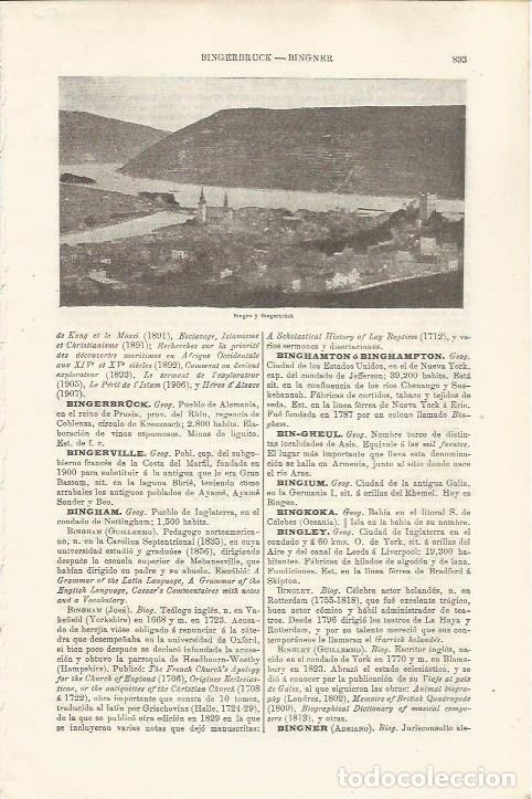 Otros art&iacute;culos de coleccionismo en papel: LAMINA ESPASA 34557: Bingen y Bimgerbruck, Alemania - Varios