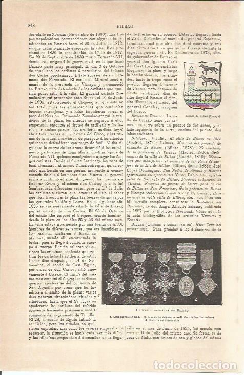 Otros art&iacute;culos de coleccionismo en papel: LAMINA ESPASA 34549: Escudo de Bilbao - Varios