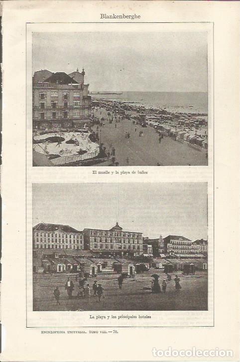 Otros art&iacute;culos de coleccionismo en papel: LAMINA ESPASA 34591: Muelle, playa y hoteles en Blankenberghe, Belgica - Varios
