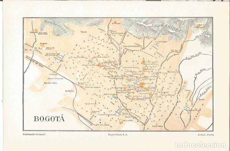 Otros art&iacute;culos de coleccionismo en papel: LAMINA ESPASA 34620: Plano de Bogota - Varios