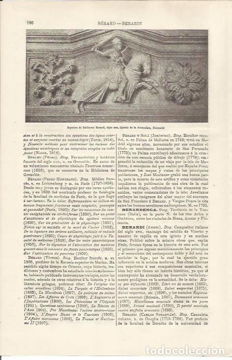 Otros art&iacute;culos de coleccionismo en papel: LAMINA ESPASA 34441: Sepulcro de Guillermo Berardi en Florencia - Varios