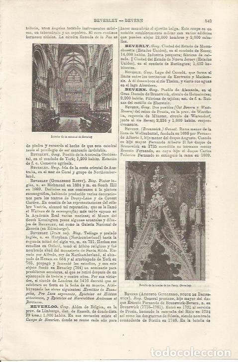 Otros art&iacute;culos de coleccionismo en papel: LAMINA ESPASA 34503: Interior de la Catedral de Beverley. Inglaterra - Varios
