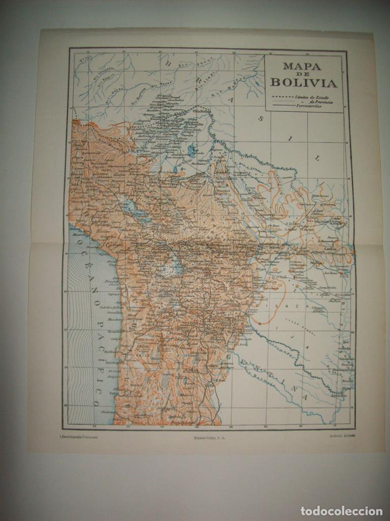 Otros art&iacute;culos de coleccionismo en papel: LAMINA ESPASA 34629: Mapa de Bolivia - Varios