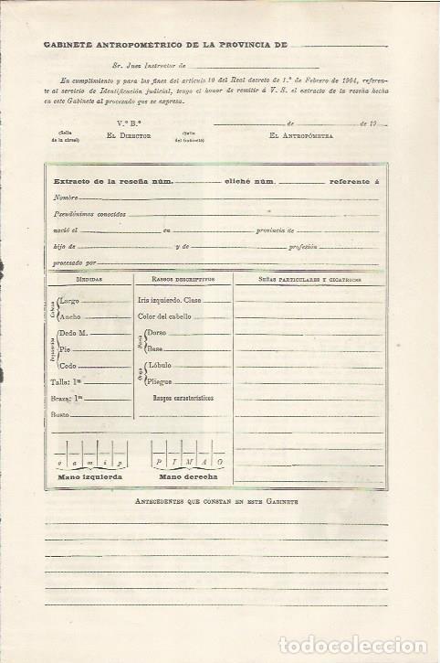 Otros art&iacute;culos de coleccionismo en papel: LAMINA ESPASA 34481: Plantilla de Identificacion Judicial - Varios