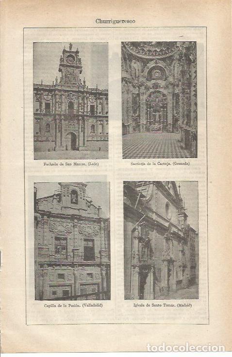 Otros art&iacute;culos de coleccionismo en papel: LAMINA ESPASA 34811: Fachadas iglesias estilo Churrigueresco - Varios