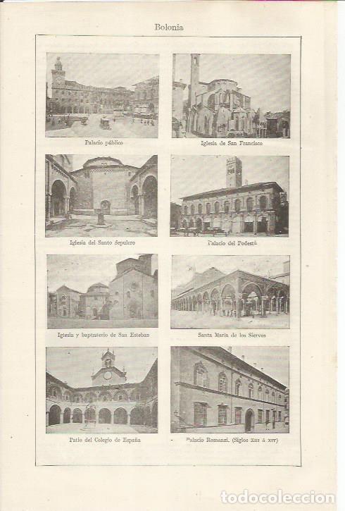 Otros art&iacute;culos de coleccionismo en papel: LAMINA ESPASA 34635: Edificios de Bolonia, Italia - Varios