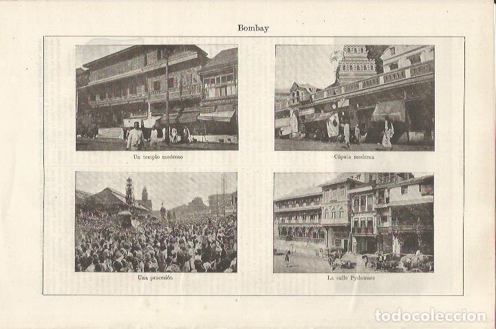 Otros art&iacute;culos de coleccionismo en papel: LAMINA ESPASA 34653: Templo, Procesion y calle Pydowane de Bombay - Varios