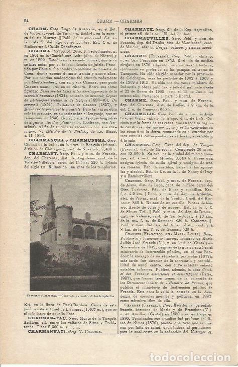 Otros art&iacute;culos de coleccionismo en papel: LAMINA ESPASA 34668: Convento de Charmant, Francia - Varios