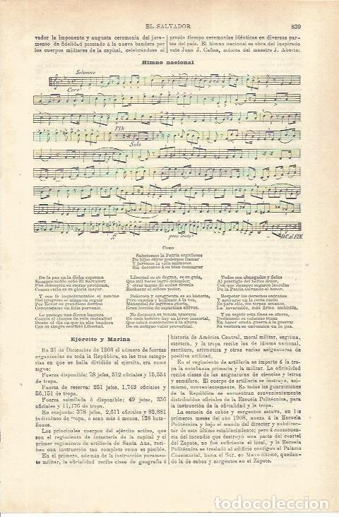 Otros art&iacute;culos de coleccionismo en papel: LAMINA ESPASA 35616: Himno nacional de El Salvador - Varios