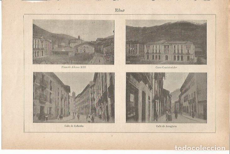 Otros art&iacute;culos de coleccionismo en papel: LAMINA ESPASA 35545: Ayuntamiento, Plaza de Alfonso XIII y calles de Eibar - Varios