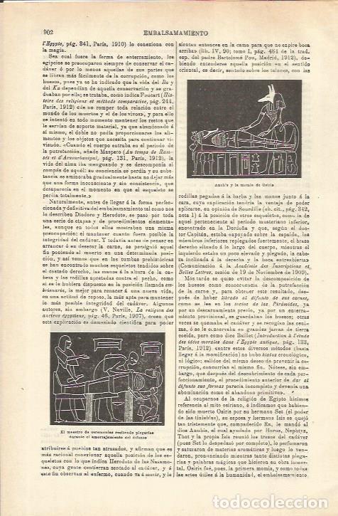 Otros art&iacute;culos de coleccionismo en papel: LAMINA ESPASA 35628: Embalsamamiento egipcio - Varios