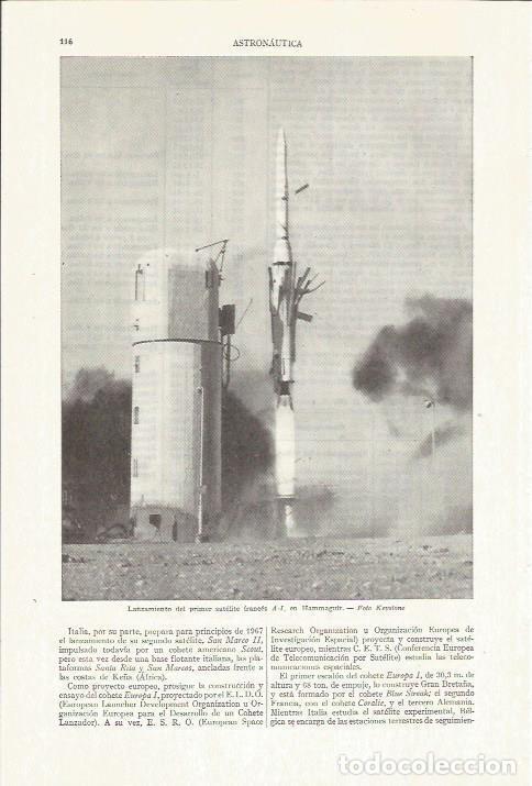 Otros art&iacute;culos de coleccionismo en papel: LAMINA ESPASA 35745: Lanzamiento del satelite A-I de Francia - Varios