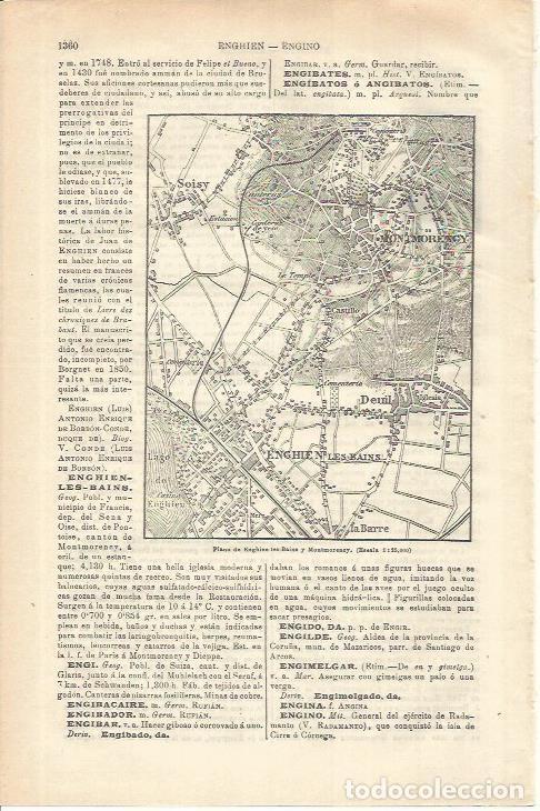 Otros art&iacute;culos de coleccionismo en papel: LAMINA ESPASA 35692: Plano de Enghiens-les -Bains, Francia - Varios