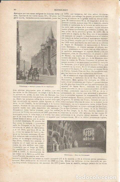 Otros art&iacute;culos de coleccionismo en papel: LAMINA ESPASA 35455: Sala del Parlamento y Puerta de los Canonigos en Edinburgo - Varios