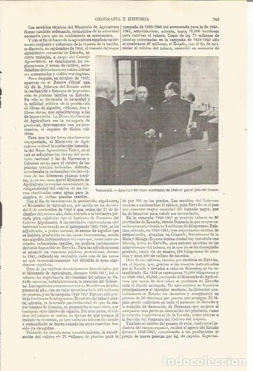 Otros art&iacute;culos de coleccionismo en papel: LAMINA ESPASA 35260: Franco en Valladolid inaugurando el curso 1940-41 - Varios