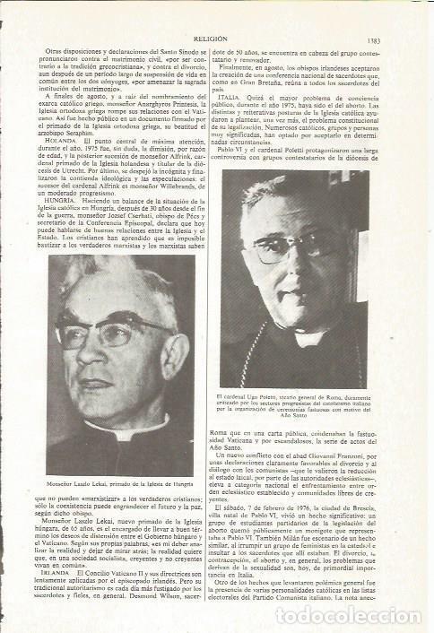 Otros art&iacute;culos de coleccionismo en papel: LAMINA ESPASA 36230: Monse&ntilde;or Laszlo Lekai y el cardenal Ugo Poletti - Varios