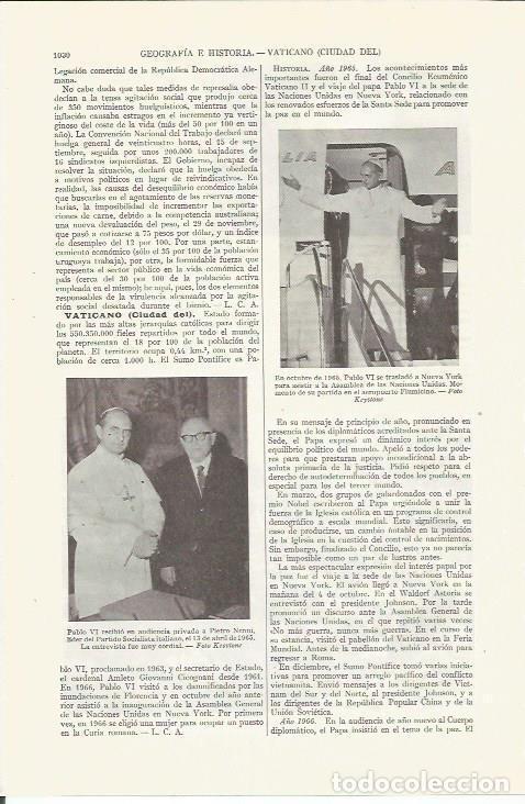 Otros art&iacute;culos de coleccionismo en papel: LAMINA ESPASA 35903: Pablo VI en Nueva York en 1965 - Varios