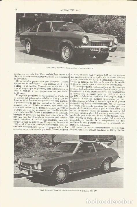 Otros art&iacute;culos de coleccionismo en papel: LAMINA ESPASA 36504: Ford Pinto y Cupe Chevrolet Vega - Varios