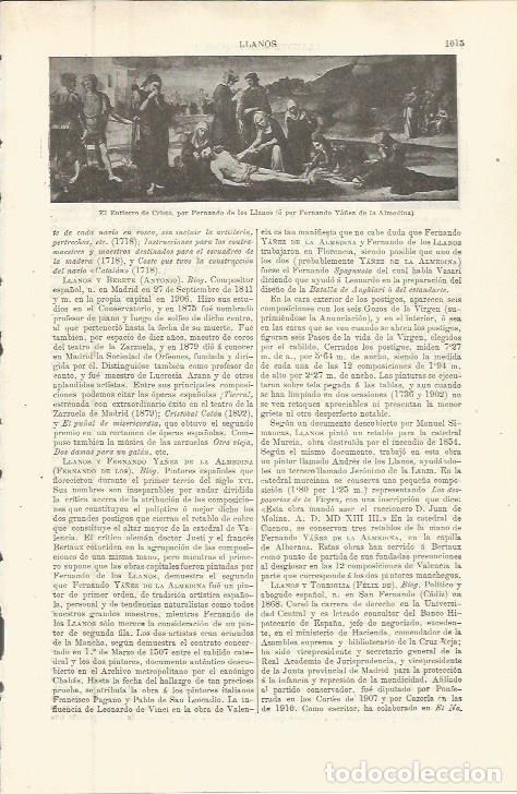 Otros art&iacute;culos de coleccionismo en papel: LAMINA ESPASA 36359: El entierro de Cristo, por Fernando de los Llanos - Varios