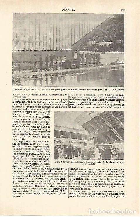 Otros art&iacute;culos de coleccionismo en papel: LAMINA ESPASA 26935: Piscina olimpica de Melbourne - Varios
