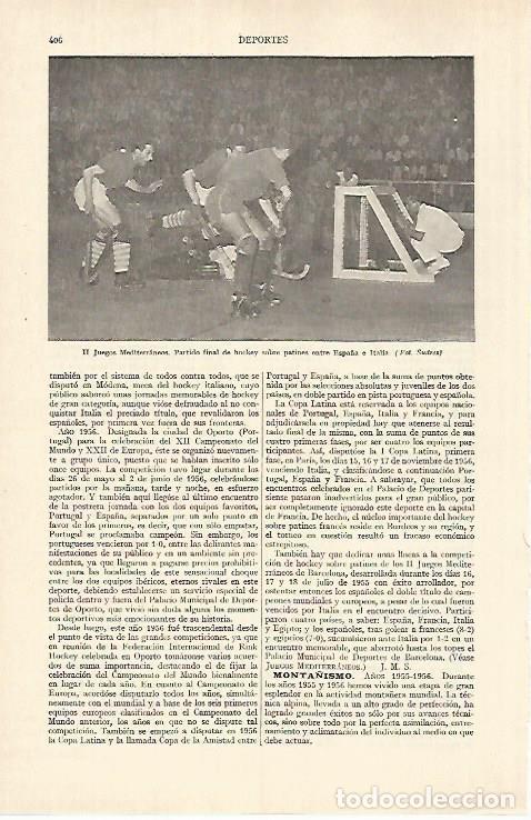 Otros art&iacute;culos de coleccionismo en papel: LAMINA ESPASA 26937: Partido de hockey Espa&ntilde;a e Italia en los II Juegos Mediterraneos - Varios