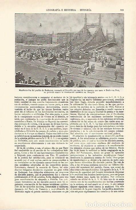 Otros art&iacute;culos de coleccionismo en papel: LAMINA ESPASA 27017: Manifestacion en Budapest - Varios
